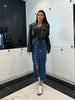 Autumn Women High-waist Retro Button Irregula Skirt Slit Washed Blue Denim Skirts Woman Package Hip Jeans Skirt Streetwear