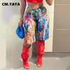 Denim Pants Women Retro Sexy Graffiti print Jeans Ripped Out Straight Trousers Street Embroidery Lady Pant