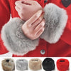 1Pair Faux Fur Wrist Cuffs For Wool Coat Jackets Women's Arm Warmers Elastic Furry Wristbands Sleeves Cuffs Winter Wrist Cuff