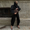 Edgy Stand Collar Woolen Women Coat Street Loose Long Sleeve Button Black Female Jacket Casual Autumn Winter Lady Outwear