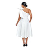 Women Big Bow Shoulder Skew Collar Big Swing Knee Length Dress Belt Street Vestidos Sexy Party Evening Chic Dresse