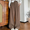 Retro Maillard Brown Corduroy Pants for Women Autumn Winter Wide Leg Pants Female Casual High Waist Straight Leg Trousers