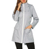 Windproof Waterproof Raincoat Long Jacket Hooded Women Autumn Winter Outdoor Hiking Clothes Long Rain Tops Rainwear Lightweight
