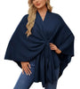 Elegant Shawl Wraps Soft Open Front Poncho Sweater Women Loose V-Neck Cape Casual Solid Color Soft Open Front Poncho Bat Shirt