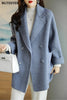 Stylish Long Sleeve Loose Pockets Women Woolen Jacket Autumn Winter Elegant Lapel Thick Female Jackets