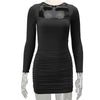Square Collar Party Clubwear Mini Dresses Women Sexy Low Chest Tight Short Dress Autumn Solid Color Ruched Wrap Hip Dress Lady