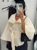 Women Solid Batwing Sleeve Outerwear Casual Stand-up Collar Waist Loose Long Sleeves Lady Jacket Lady Autumn Coats