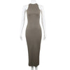 Sexy Backless Hemline Split Rib Knitted Slim Bodycon Maxi Dress Women Sleeveless Skinny Long Evening Dress Club Party Vestidos