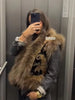 Floral Jacquard Faux Fur Trim Jacket Women V Neck Single Button Long Furry Cuff Cropped Coats Winter Vintage Party Coat