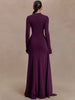 Solid Color Elegant High Neck Long Sleeve Ruched Ribbon Dress Women Bodycon Party Club Evening Dress Winter