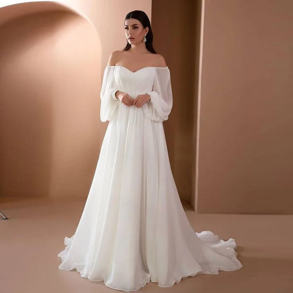 Long Sleeved Women's Trailing Sress, And Elegant One Neck Dress, Slim Fit Solid Color Long Dress For Women