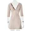 Deep V Neck Half Sleeve Sexy Mini Dress Women Elegant Bodycon Ruched Club Party Dress Female Clubwear Dresses