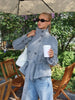 Grey Lace Up Short Woolen Coat Women Chic Solid Stand Collar Double Breasted Pocket Slim Jacket Lady Commute Street Wear