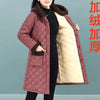 Winter Coat Vintage Velvet And Thickening Single breasted Cotton Coat for Women Fit Cotton Clip Warm Long Parka Plaid Coat