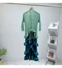 French Irregular Women's Pleated Dress O-neck Tie Three Quarter Sleeve Temperament Cake Dresses Spring 2DE172