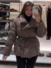 Buttoned Tie-Waist Stand Collar Puffer Jacket Solid Long Sleeve Winter Cozy Warm Women Outerwear Chic Casual Lady Coat