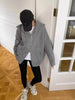 Double Zipper Turn-Down Collar Knitted Cardigan coat for women chic Thickened Loose lapel sweater jackets 26D5571