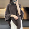 Women's 100% Wool Knitted Poncho Shawl Cloak Bat Sleeve High Collar Irregular Loose Warm Soft Pullovers Autumn Winter Outerwear