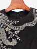 High Street Designer Party Vestido Women's Slit Sleeve Diamonds Beaded Maxi Long Dress