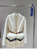 Women Winter Cashmere Wool Woolen Jacket Real Natural Fox Fur Pocket Coat Ladies Outwear Jacket