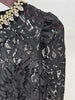 High Street Stylish Designer Women's Beaded Diamond Long Sleeve Slim Water-Soluble Lace Dress