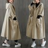 Spring Fall Oversized Women Simple Long Cardigan Hooded Black Khaki Casual Loose Pockets Trench Batwing Sleeve Stylish Midi Coat