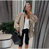 Drawstring Waist Windbreaker Jacket Women Contrast Collar Flap Pockets Long Sleeve Zip Up Coat Autumn Casual Loose Jackets