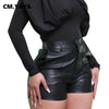 Women PU Zipper Fly Skinny Stretch Shorts Fall Winter Street Active Faux Leather Short Trousers Pants