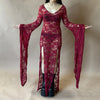 E-girl Goth Punk Bodycon Slip Dress Women Sheer Lace Maxi Dress Bat Long Sleeve Y2k Fairy Grunge See Through Split Flowy Dress