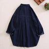 Blue Denim Tops for Women Spring and Autumn Asymmetrical Loose Design Pocket Casual Jacket