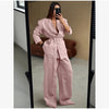 Women Pink Linen Blazer Pants Set Chic Oversized Casual 2 Piece Co Ord Long Pant Sets Work Vacation Casual Outwear