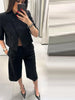 Elegant Solid Crop Blazer Jacket Women Chic Half Sleeves Lapel Loose Short Single Button Coat Lady Daily Street Outerwear
