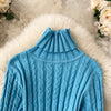 Autumn Winter Twist Women's Wrap Knitted Dresses Long Sleeve Sheath Knitwear Office Bodycon Dress Female