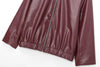 Wine Red Faux Leather Jakcet Outerwear Thicken Zipper Lapel Pu Coats Autumn Winter Streetwear Ladies Tops Women