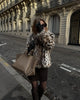 Lady Leopard Print Lapel Fur Coat Women Elegant Single Breasted Loose Jacket Daily Commuting Office Outerwear