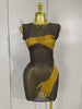 Sexy Sparkle Rhinestone Mesh Transparent Stretch Mini Dress Women Evening Birthday Party Nigthclub Stage Performance Costume