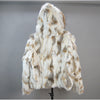Russian Women Real Rabbit Fur Coats Winter Warm 100% Natural Rabbit Fur Jacket Lady Warm With Raccoon Fur Hooded Outerwear