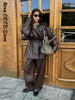 Street Waist Cinching Leather Jacket Women Loose Solid Stand Collar Zipper Pocket Jackets Spring Lady Outwear
