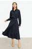Minimalist French Long-sleeve Shirt Dress for Women Autumn A-line Office Lady Solid Midi Dresses Vestidos 12343290