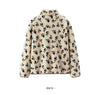 Jacket Women Winter Faux Lamb Wool Fleece Stand Collar Loose Patterned Retro Jacket Women'S Wear