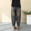 Artistic Retro Embroidered Jeans Women's Wear Spring Autumn Loose High Waist Elastic Denim pants Female Casual Trousers