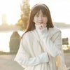Womens Bohemian Hooded Knitted Shawl Winter Warm Button Wraps Scarf Coat Cloak Cardigan