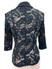 Elegant Single Button Lace Spliced Suit Collar Jacket For Women Half Sleeved Lace Hollow Out Slim White Black Lightweight Coat