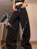 American retro high street design sense of foreign style pants women's autumn and winter street Joker hole overalls