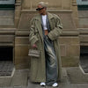 Urban Solid Double Breasted Long Women Coat Loose Full Sleeve Belt Double Breasted Female Jacket Autumn Winter Lady Top