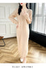 100% Merino Wool Women Long Dress Sweater V-Neck Pullover Long Dress Versatile Cashmere Knitwear Bottoming Clothing