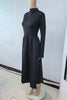 French Style Black A-Line Dresses Women Elegant High Waist Long Sleeve Midi Dress Autumn Winter Slim Fit Maxi Dress