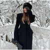 Elegant Waist Cinching Woolen Coats Autumn Winter Lady Single-breasted Lapel Long Overcoat Women's High Street Outwear