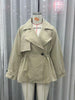 Women's Khaki Short Trench Coat Chic Lapel Collar Single Button Drawstring Waist Adjustable Oversized Jacket Commuting Outerwear