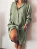 Autumn Elegant Cotton and Hemp Women's Dress Elegant Commuting Style Flip Collar Single Breasted Elegant Dress